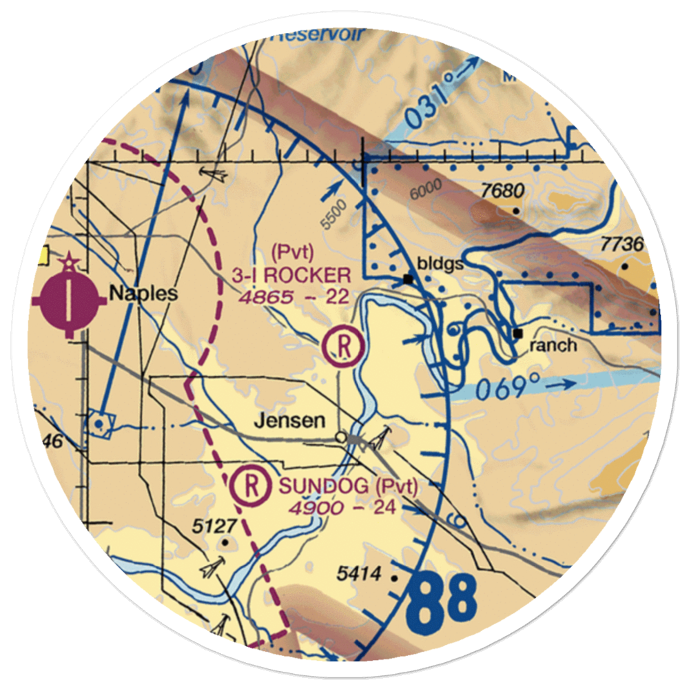 3-I Rocker Ranch Airport (UT79) VFR Sectional Sticker (20 mile) 