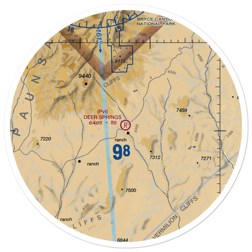 Deer Springs Ranch Airport (UT30) VFR Sectional Sticker (30 mile) 