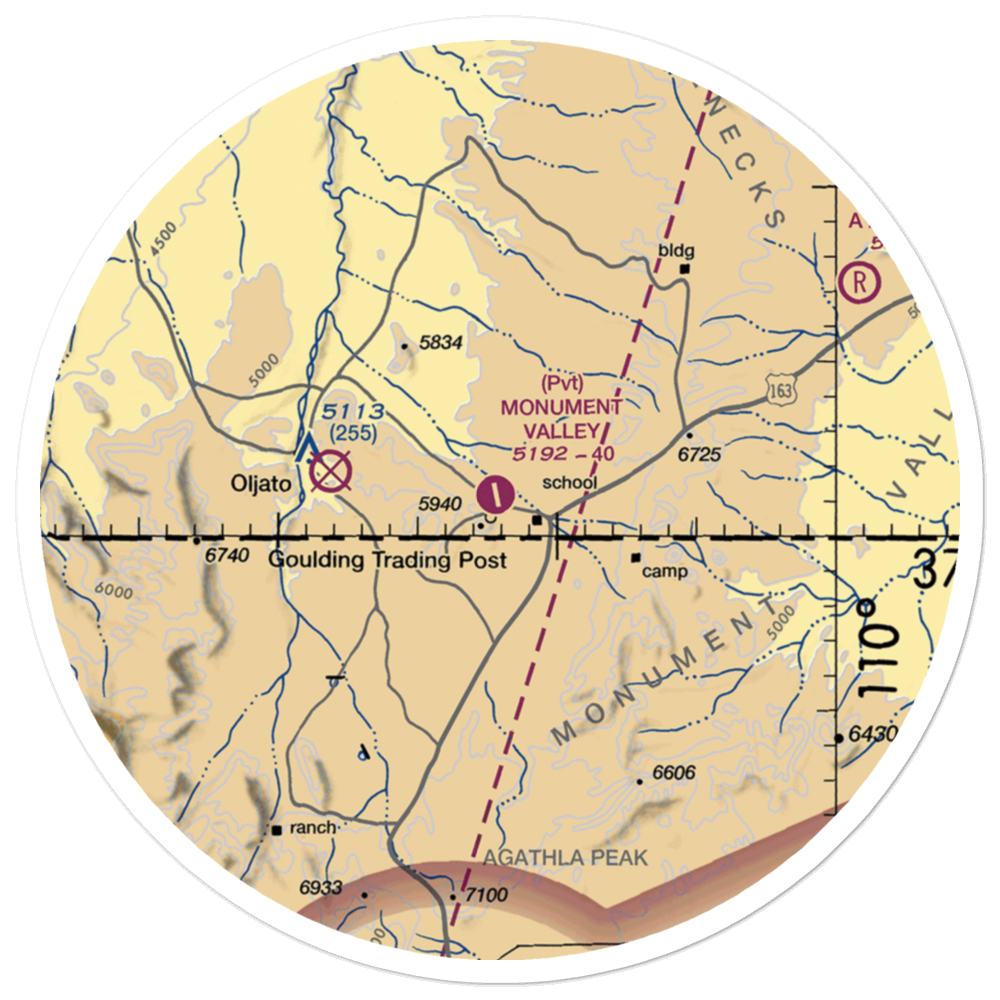 Monument Valley Airport (UT25) VFR Sectional Sticker (30 mile) 