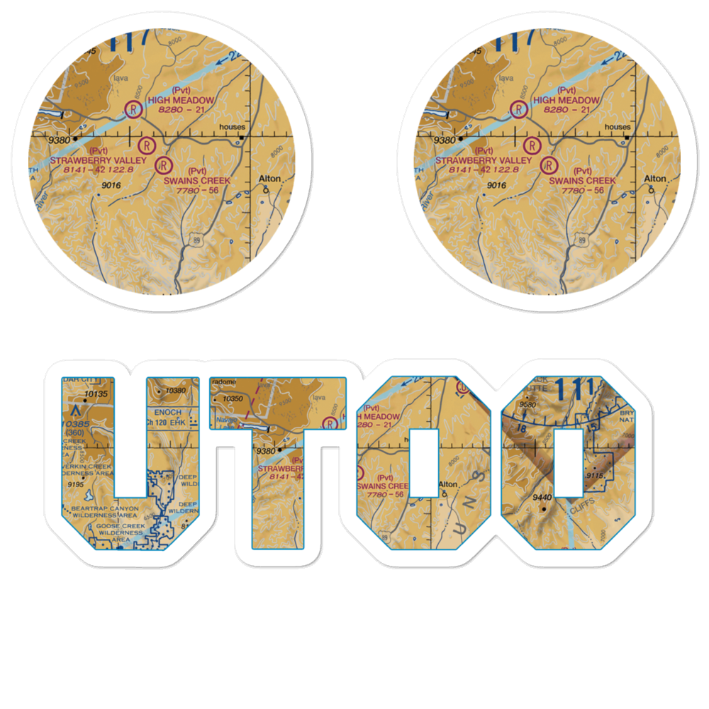 Swains Creek Airport (UT00) VFR Sectional Sticker Pack 