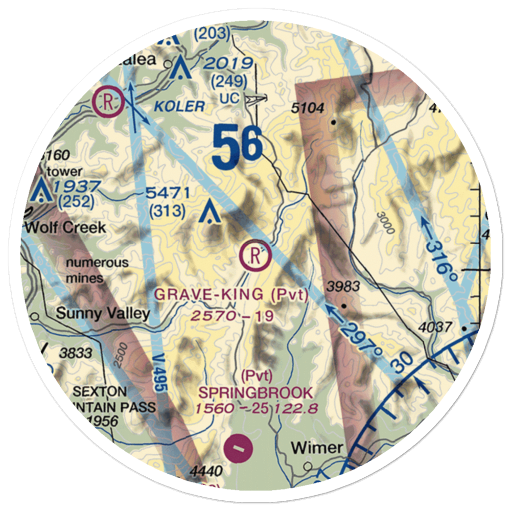 Grave-King Airport (OR44) VFR Sectional Sticker (20 mile) 