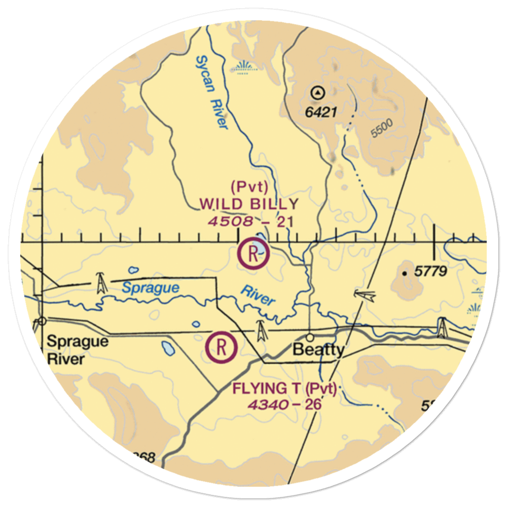 Wild Billy Airport (OR29) VFR Sectional Sticker (20 mile) 
