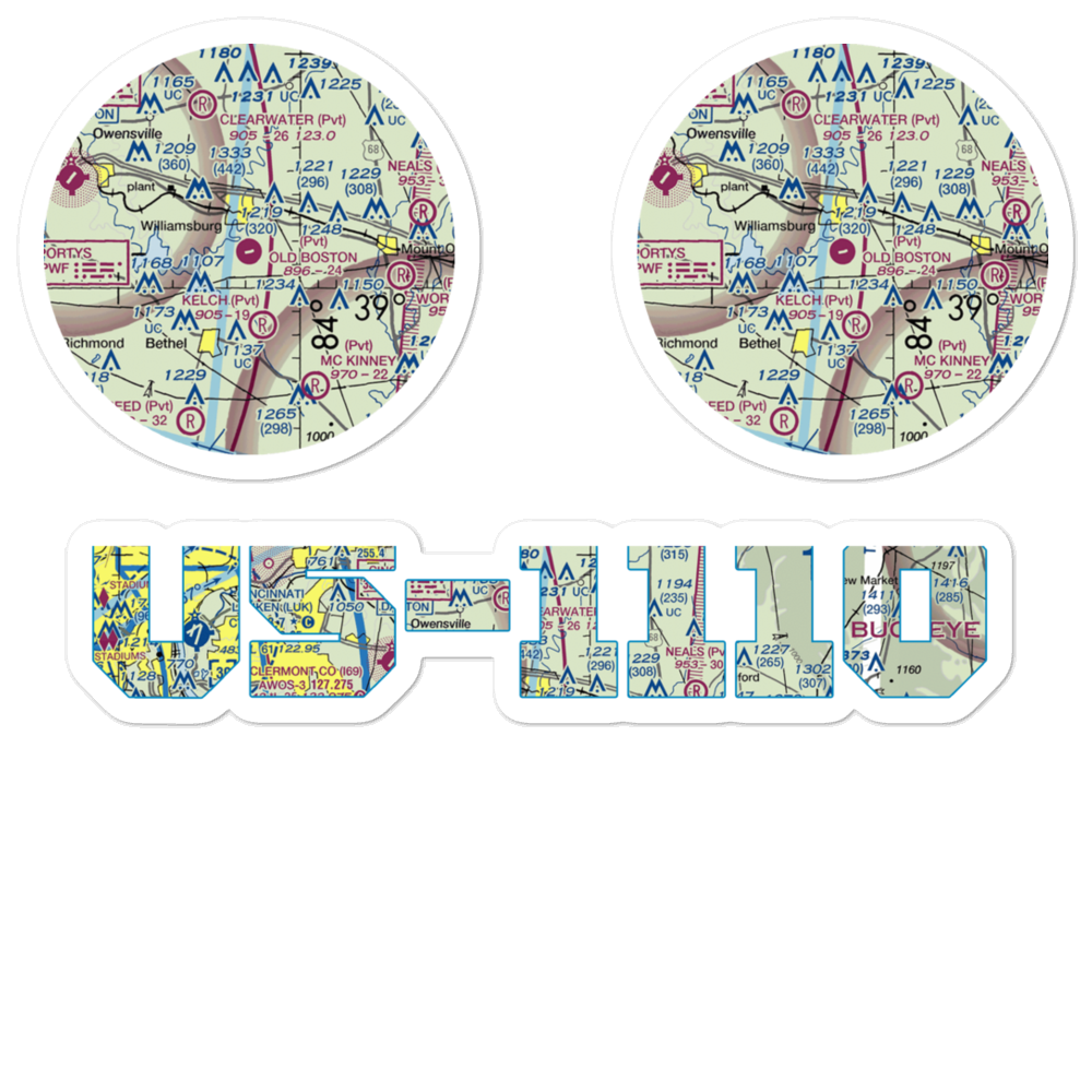 Old Boston Airport (66OH) VFR Sectional Sticker Pack 