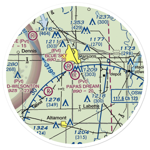Papas Dream Airport (39KS) VFR Sectional Sticker (20 mile)