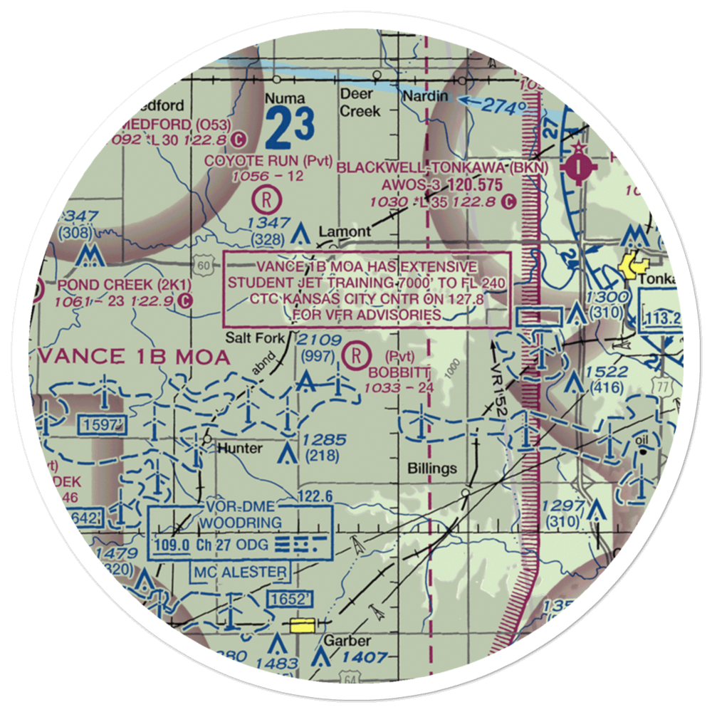 Bobbitt Airport (02OK) VFR Sectional Sticker (30 mile) 