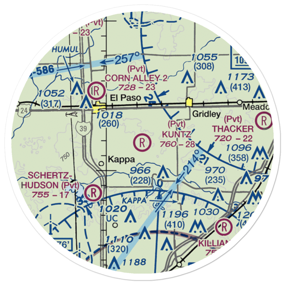 Kuntz Restricted Landing Area (3IL8) VFR Sectional Sticker (20 mile) 