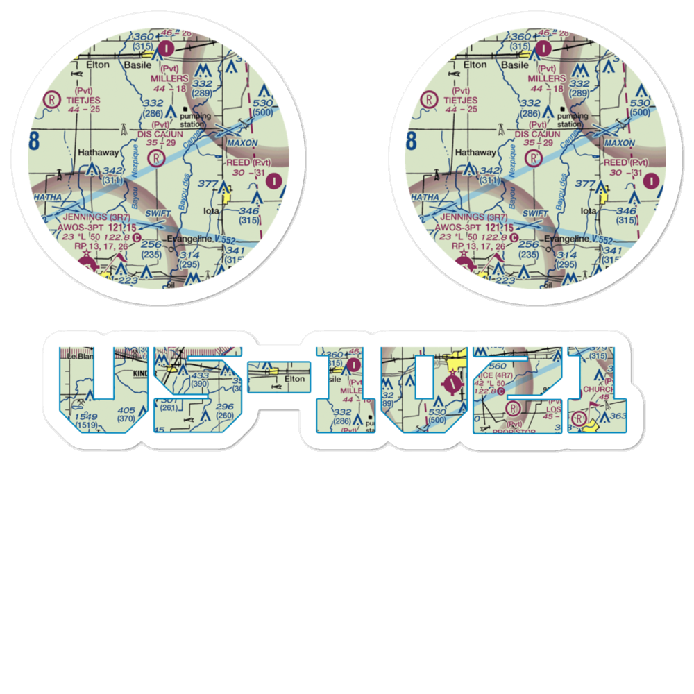 Di's Cajun Restaurant Airport (LA52) VFR Sectional Sticker Pack 