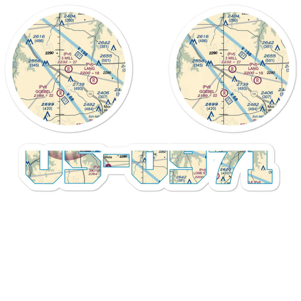3 Mill Ranch Airport (44XS) VFR Sectional Sticker Pack 