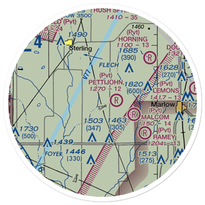 Jim Pettijohn Memorial Airport (7OK8) VFR Sectional Sticker (20 mile)