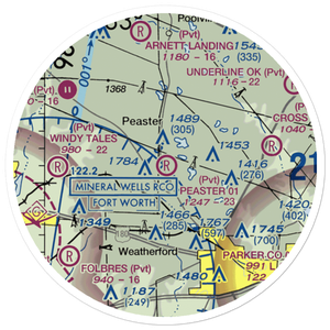 Peaster 01 Airport (XS53) VFR Sectional Sticker (20 mile)