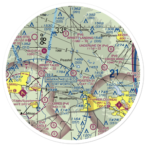 Peaster 01 Airport (XS53) VFR Sectional Sticker (30 mile)