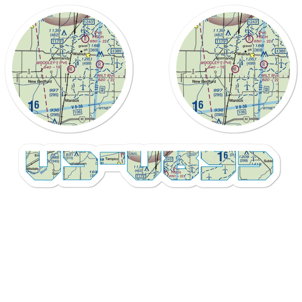 Woodley 2 Airport (5IL8) VFR Sectional Sticker Pack 