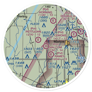 Malcom Farm Airport (OK91) VFR Sectional Sticker (20 mile)