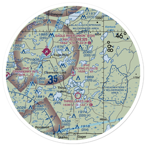 Flying Floats Base Seaplane Base (8WI7) VFR Sectional Sticker (30 mile)