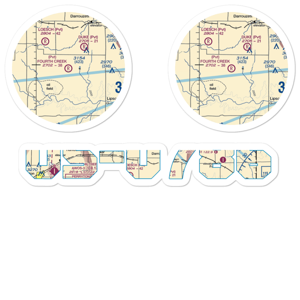 Fourth Creek Ranch Airport (TS79) VFR Sectional Sticker Pack 