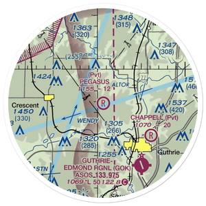 Pegasus Airpark (74OK) VFR Sectional Sticker (20 mile)