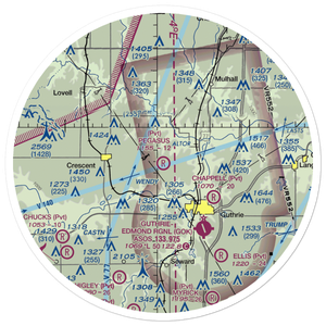 Pegasus Airpark (74OK) VFR Sectional Sticker (30 mile)
