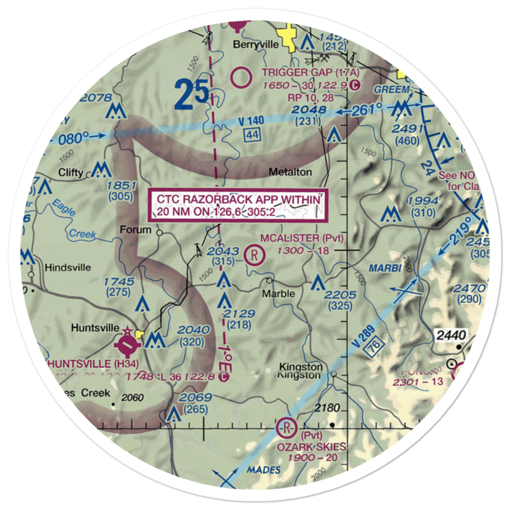 McAlister Airpark (1AR4) VFR Sectional Sticker (30 mile) 