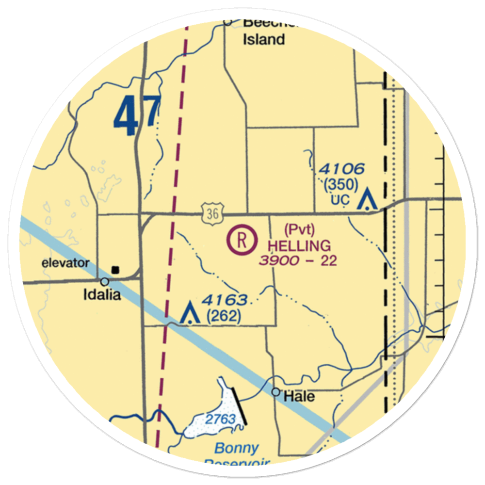 Helling Airport (CO08) VFR Sectional Sticker (20 mile) 
