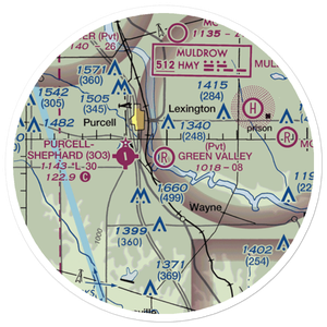 Green Valley Farms Airport (OK64) VFR Sectional Sticker (20 mile)