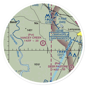Yancey Creek Ranch Airport (1TX0) VFR Sectional Sticker (20 mile)
