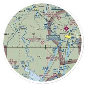 Yancey Creek Ranch Airport (1TX0) VFR Sectional Sticker (30 mile)