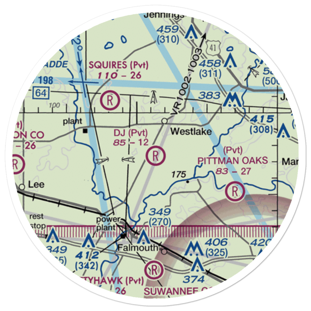 DJ Farm Airport (FA93) VFR Sectional Sticker (20 mile) 