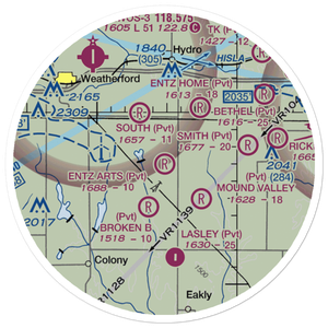 Entz Arts Airport (16OK) VFR Sectional Sticker (20 mile)