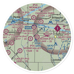 Ricker Ranch Airport (46OK) VFR Sectional Sticker (20 mile)