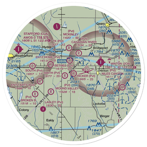 Ricker Ranch Airport (46OK) VFR Sectional Sticker (30 mile)