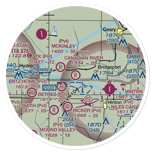 Canadian River Corrientes Airport (OK10) VFR Sectional Sticker (20 mile)