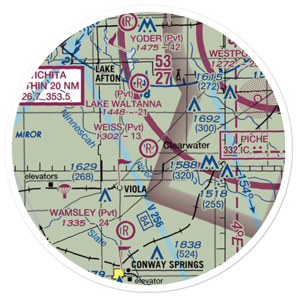 Weiss Acres Airport (24KS) VFR Sectional Sticker (20 mile) 