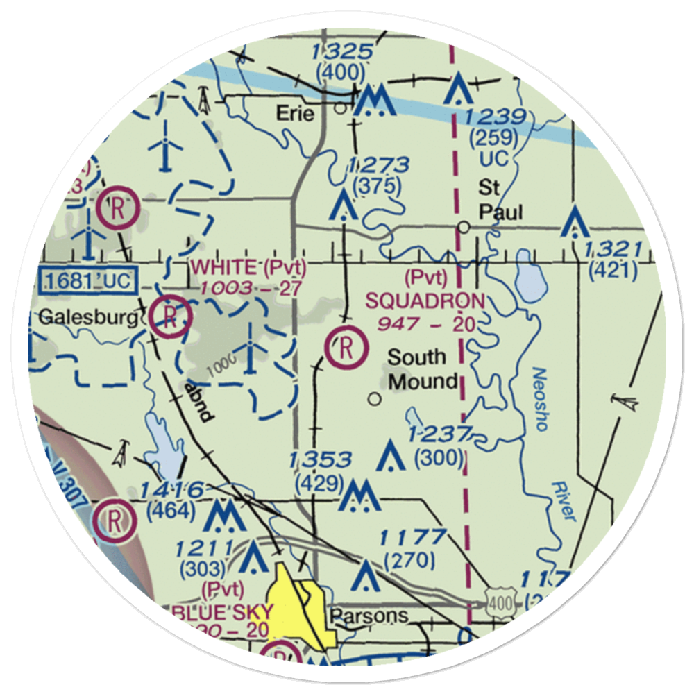 Squadron Field (11KS) VFR Sectional Sticker (20 mile) 