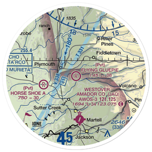 Flying Gluepie Ranch Airport (74CA) VFR Sectional Sticker (20 mile)
