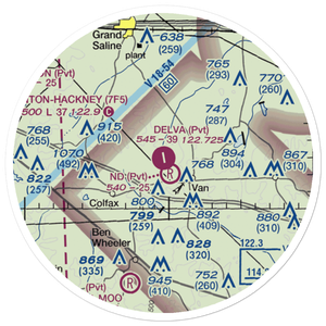 Delva Field Airport (00TX) VFR Sectional Sticker (20 mile)