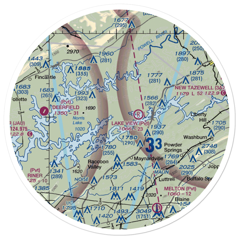 Old Valley Airport (TN13) VFR Sectional Sticker (30 mile) 