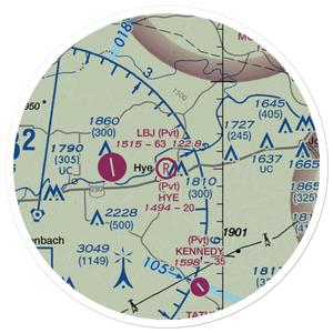 Hye Airport (0TS0) VFR Sectional Sticker (20 mile)