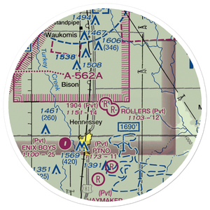1904 Private Runway Airport (4OK0) VFR Sectional Sticker (20 mile)