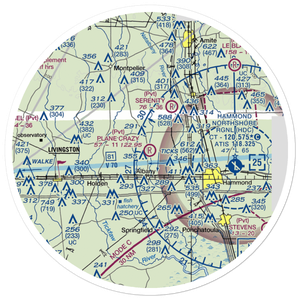 Plane Crazy Airport (25LA) VFR Sectional Sticker (30 mile)