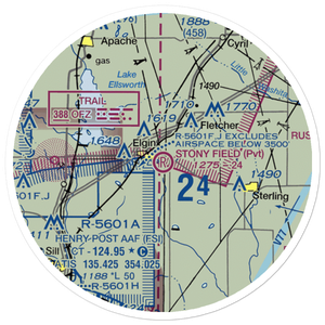 Elgin's Stony Field Airport (OK03) VFR Sectional Sticker (20 mile)