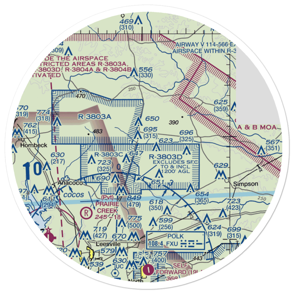 Forest service strip nr Kurthwood, LA (US-0287) VFR Sectional Sticker (30 mile) 