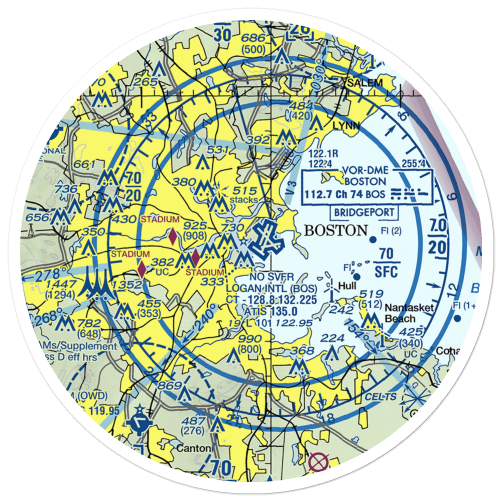 Cape Air Seaplanes on Boston Harbor Seaplane Base (MA87) VFR Sectional Sticker (30 mile) 