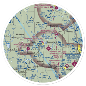 Northwoods Romeo Seaplane Base (4WI3) VFR Sectional Sticker (30 mile)