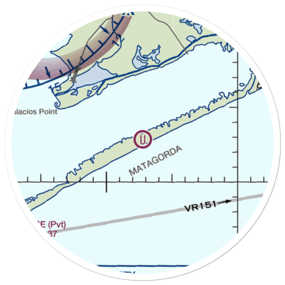 Matagorda Peninsula Airport (US-0261) VFR Sectional Sticker (20 mile) 