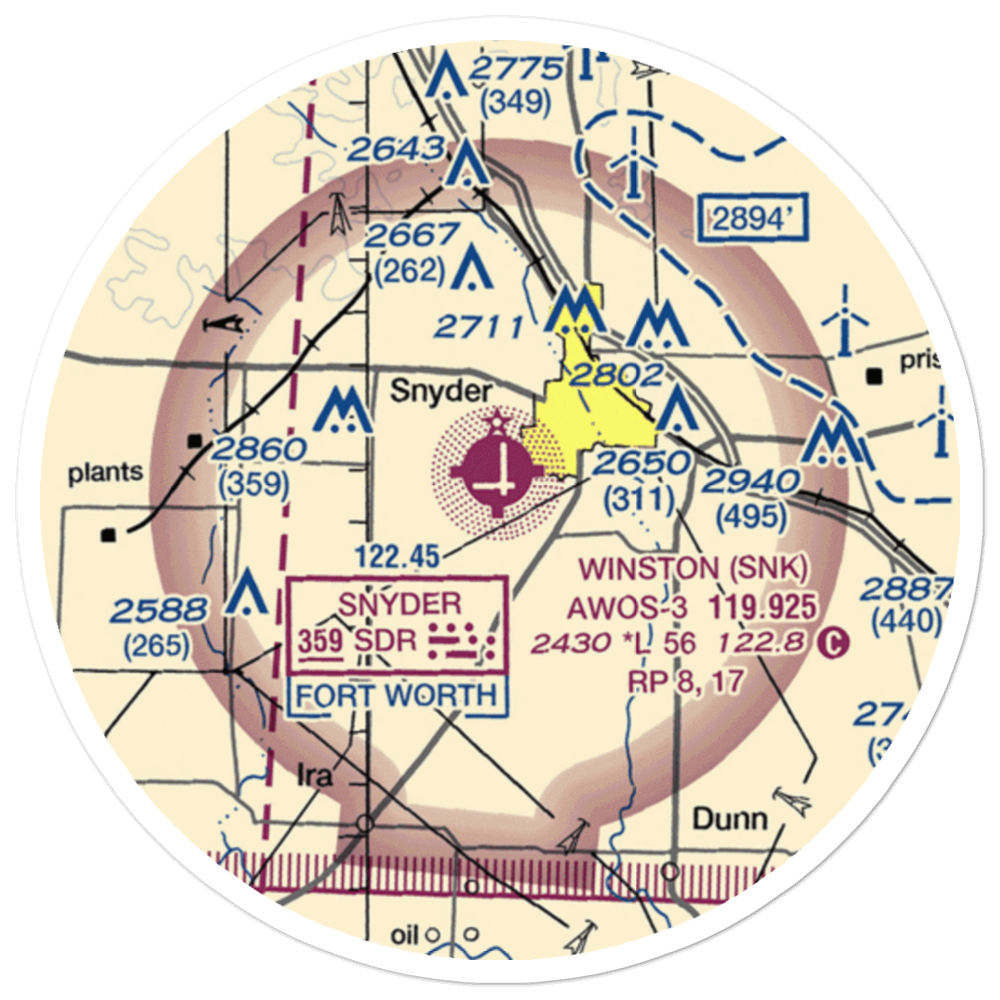 Snyder Winston Field (US-0259) VFR Sectional Sticker (20 mile) 