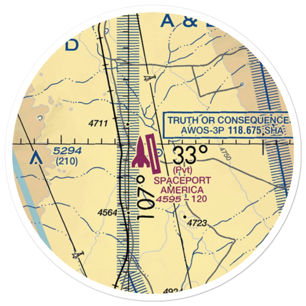 Spaceport America (90NM) VFR Sectional Sticker (20 mile) 