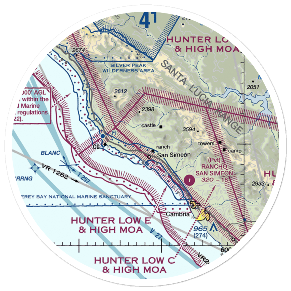 Hearst Ranch Airport (US-0249) VFR Sectional Sticker (30 mile) 