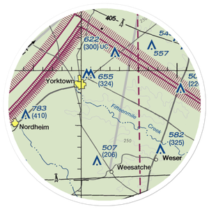 Yorktown Airport (US-0236) VFR Sectional Sticker (20 mile)