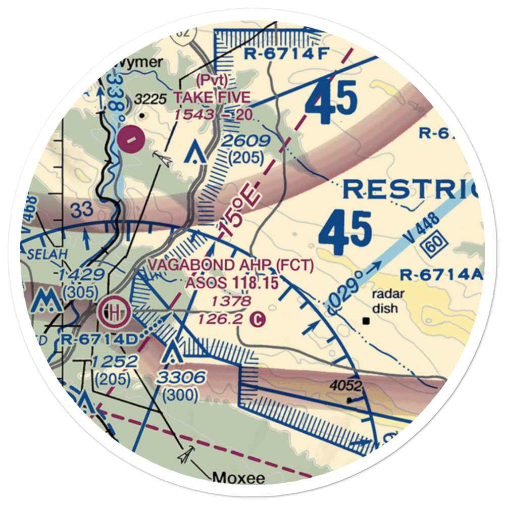 Selah Creek Landing Zone Airport (US-0087) VFR Sectional Sticker (20 mile) 