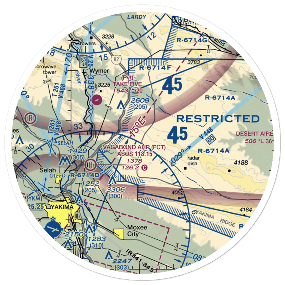 Selah Creek Landing Zone Airport (US-0087) VFR Sectional Sticker (30 mile) 